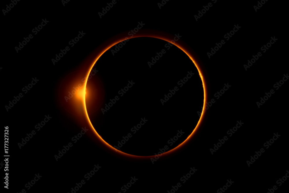 Amazing scientific background - total solar eclipse, mysterious natural phenomenon when Moon passes between planet Earth and Sun