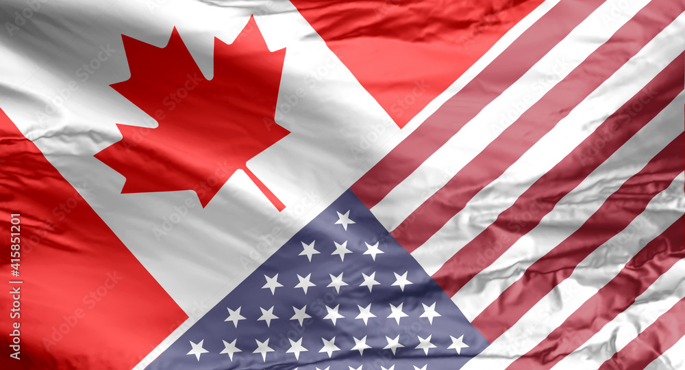 Canadian and American flag. Canada and USA flag.