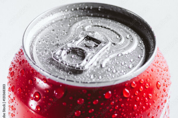Close-up cold aluminum drink can