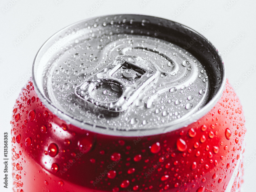 Close-up cold aluminum drink can