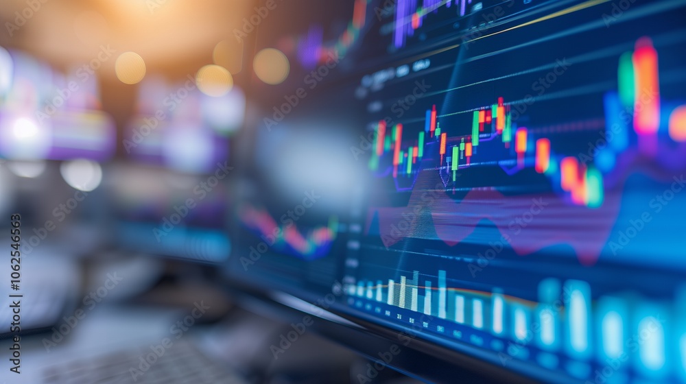 Close-up of a computer monitor displaying stock market data.
