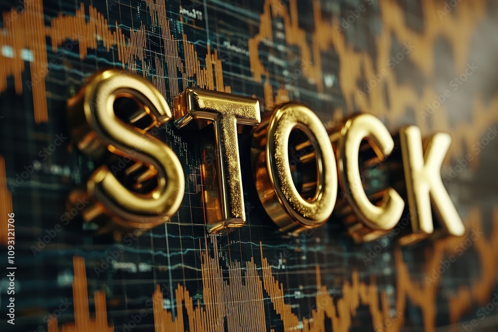 Golden letters and market trends in financial theme
