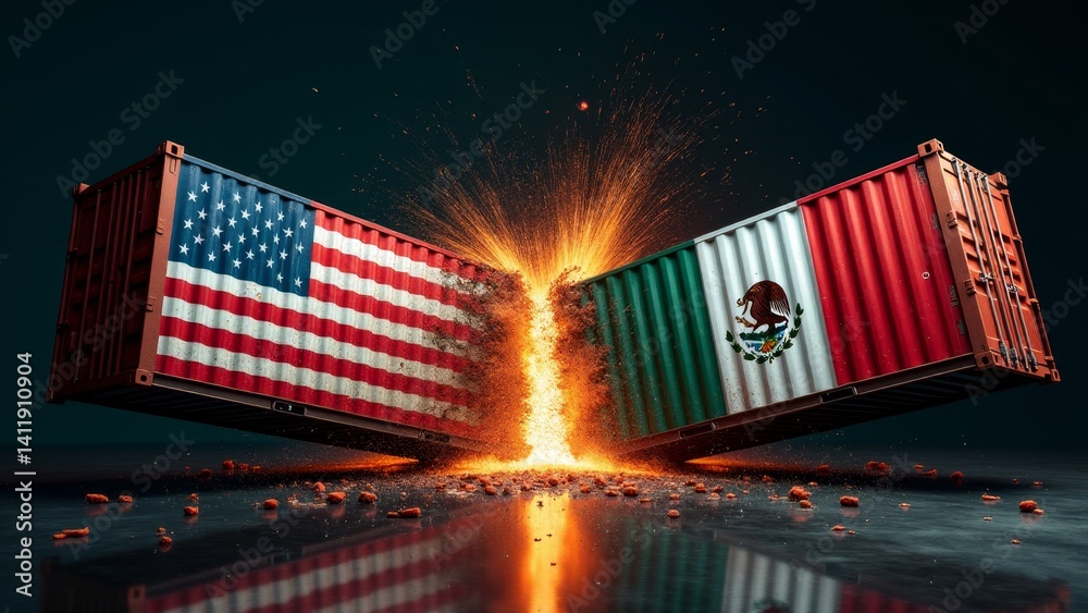 USA And Mexico Trade War Concept