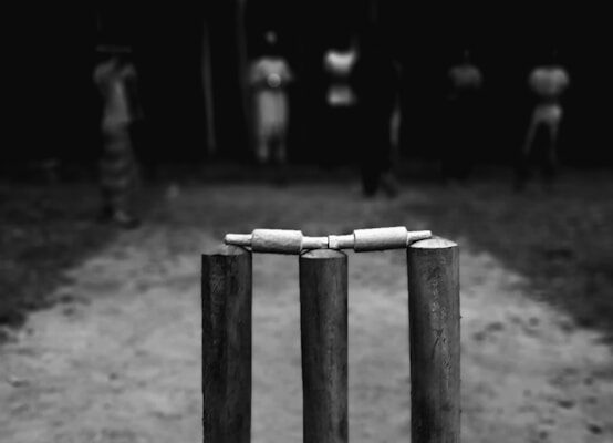 grayscale photo of wooden poles
